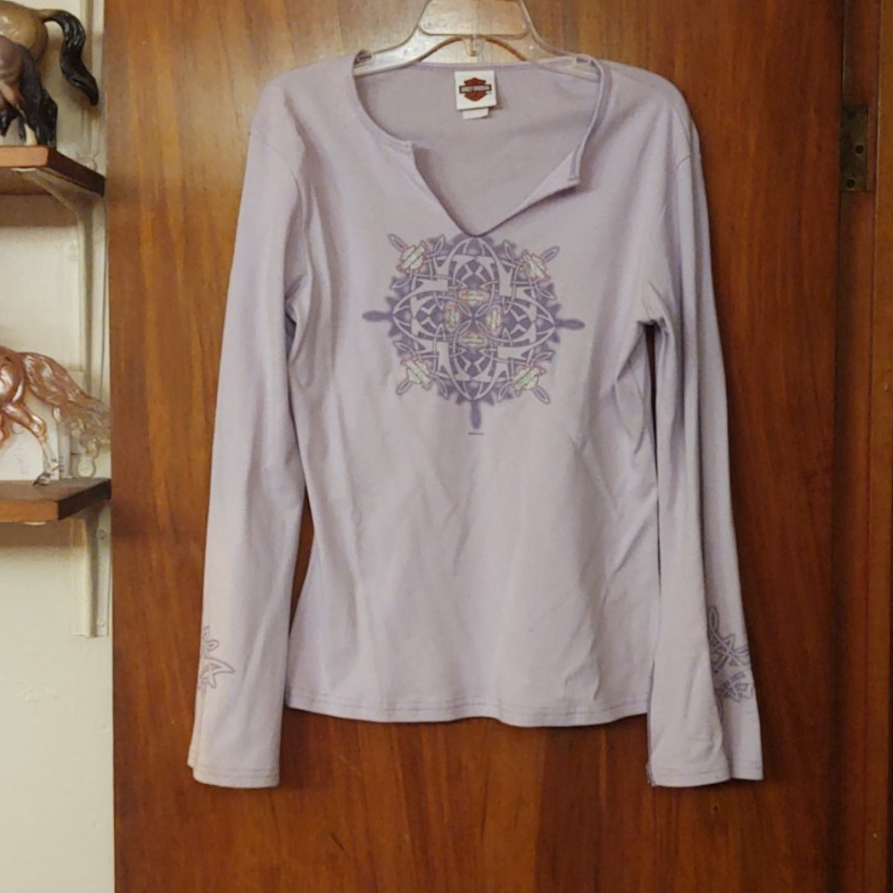 Harley Davidson lavender top w/HD designs